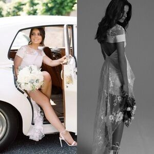 RIME ARODAKY Halcyon Tulle High Low Bridal Dress White Sz S